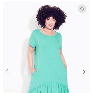BRAND NEW Ella Ruffle Plain
Dress PLUS size 30/32 color jade/green